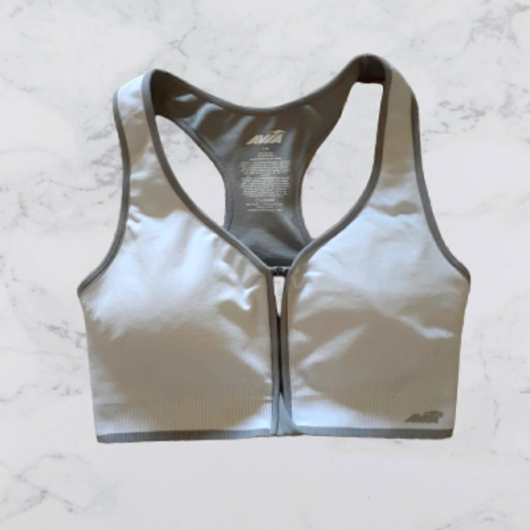 avia seamless zip front bra size chart